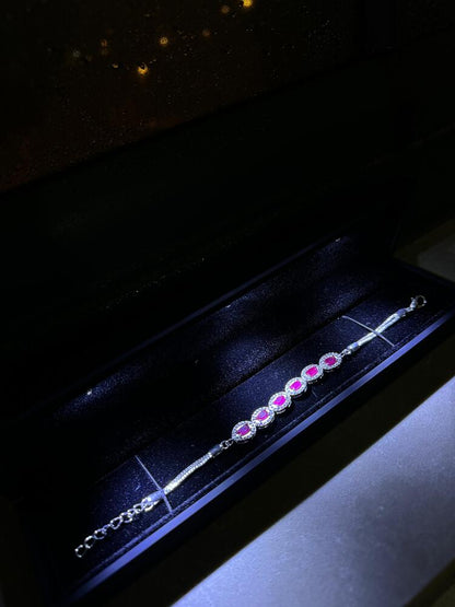 Women's Ruby Red Stone Bracelet in Black Light-Up Box