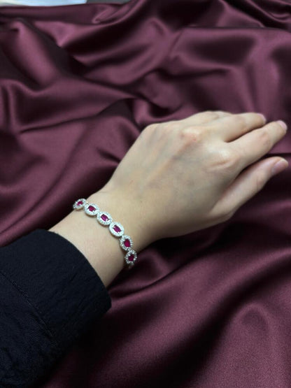 Women's Ruby Red Stone Bracelet in Black Light-Up Box